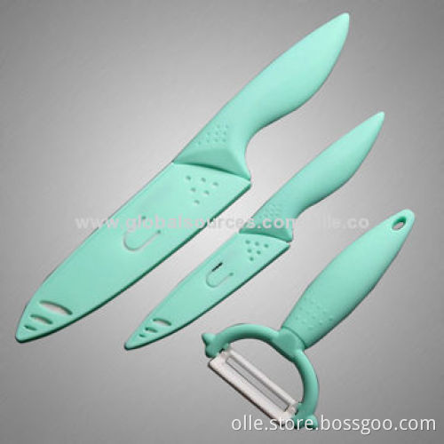 Ceramic Knife Set with Peeler, PP Sheath, Sky Color
